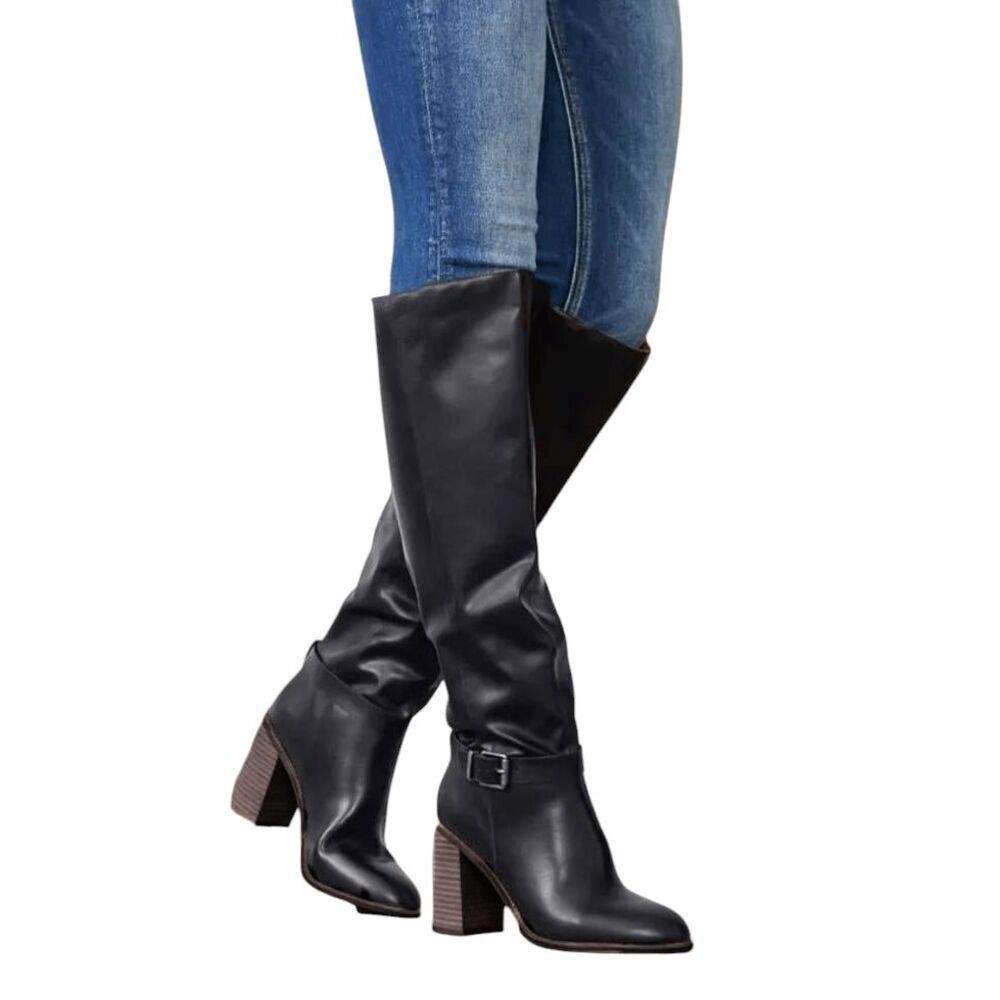 COLISE'E DE SACHA Italian Made Black Leather Over The Knee  Boot Size 38